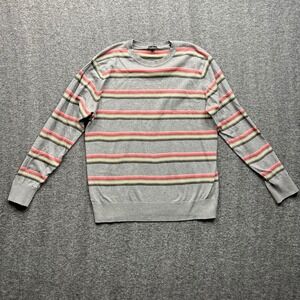 PS Paul Smith Sweater Mens Medium Grey Striped Cotton Crew Neck Made in Scotland